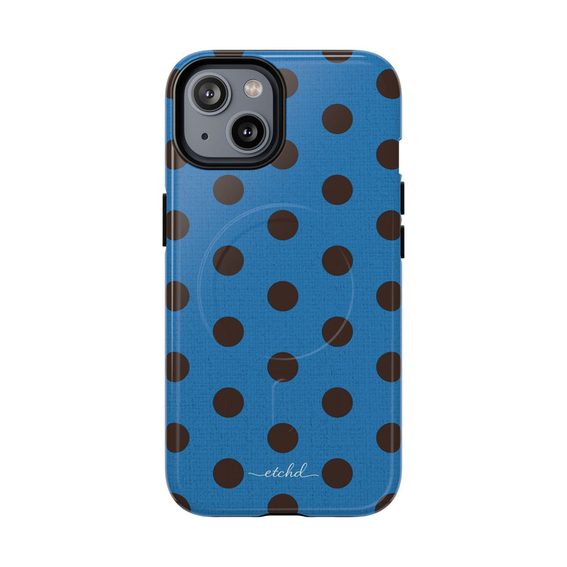 Espresso And Cerulean Polka Dot Magnetic Phone Case-zoom-