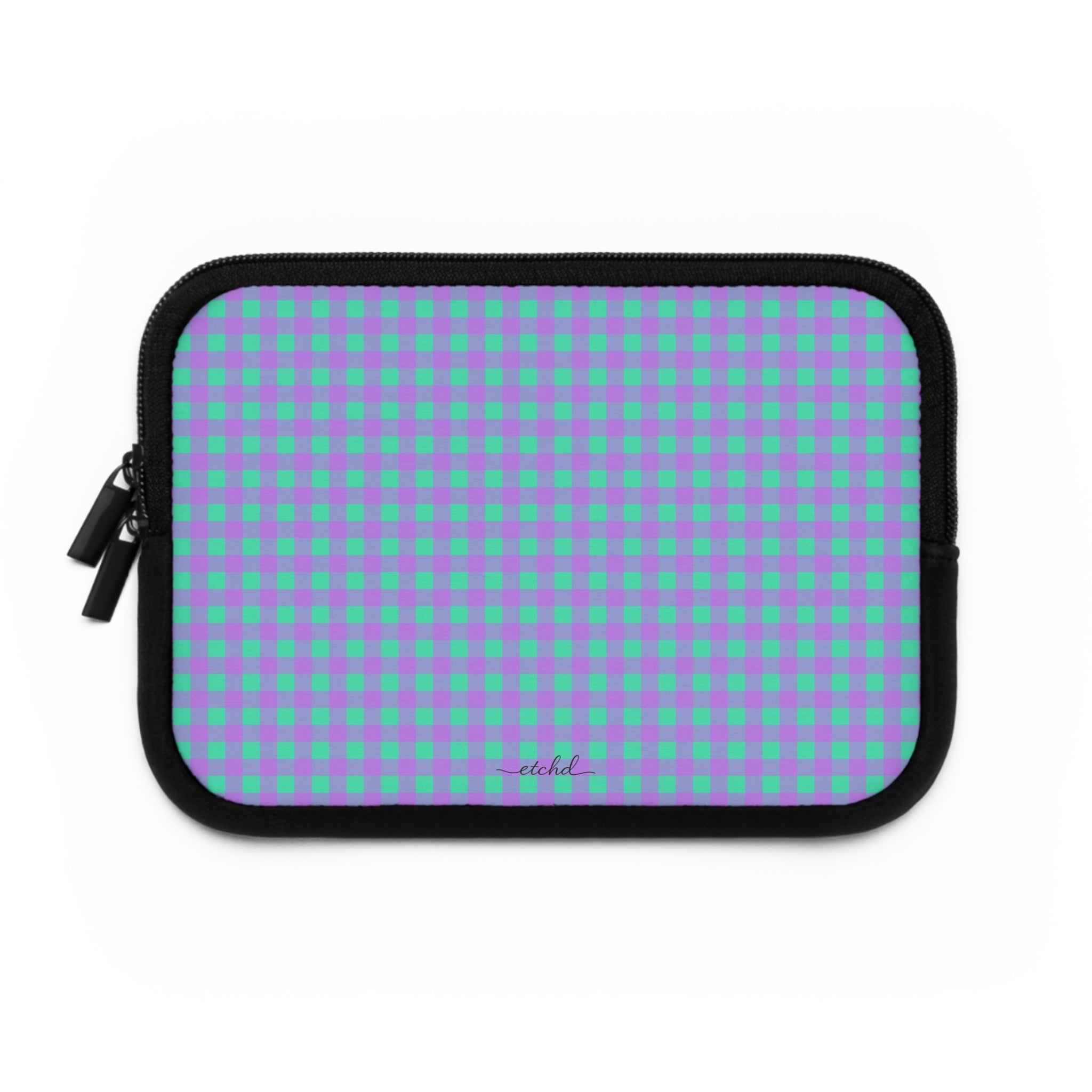 Hypermint & Lilac Gingham Laptop Sleeve by etchd, view 2