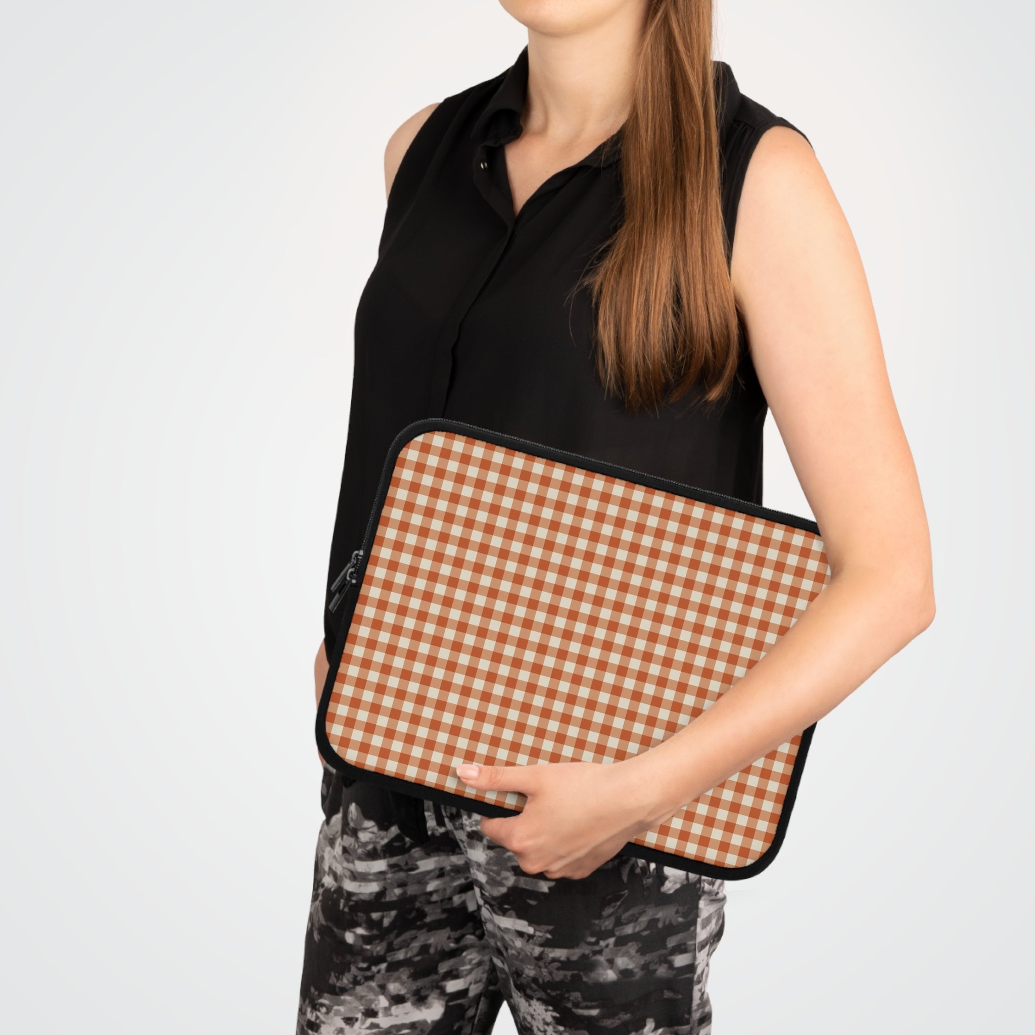 Terracotta Gingham Laptop Sleeve by etchd, view 6