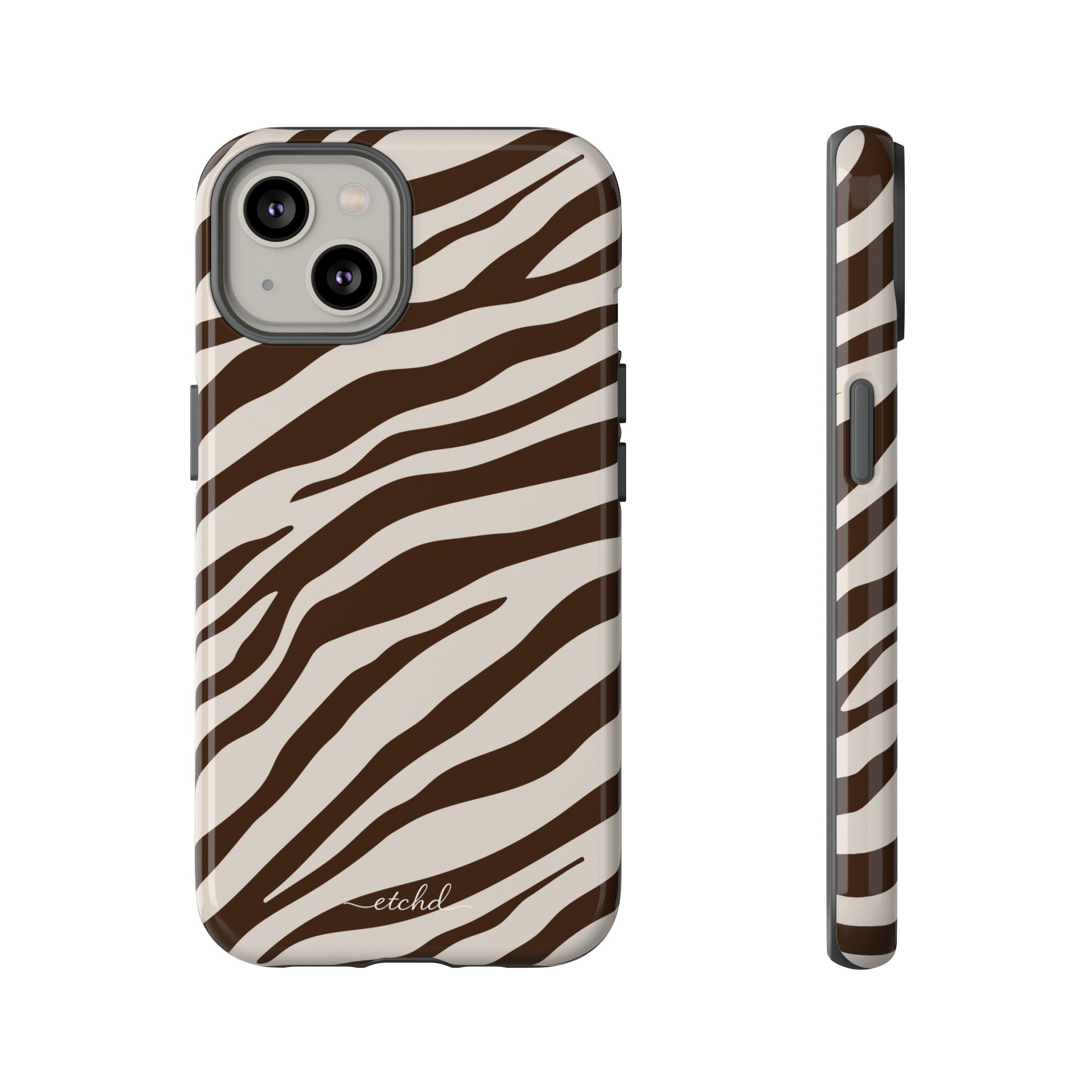Brown Zebra Phone Case by etchd, view 2