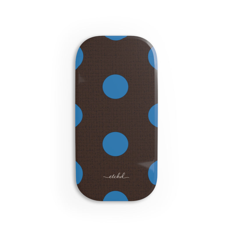 Cerulean & Espresso Polka Dot Anello clip per telefono di etchd