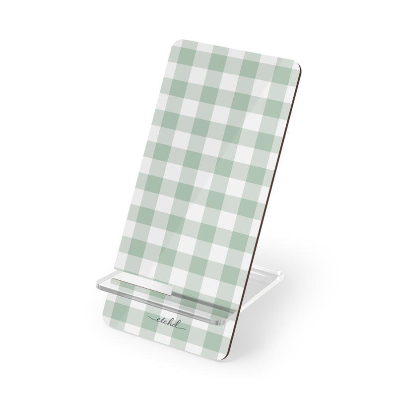 Sage Gingham Phone Stand-zoom-