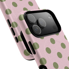 Green & Pink Polka Dot Magnetic Phone Case by etchd, view 100