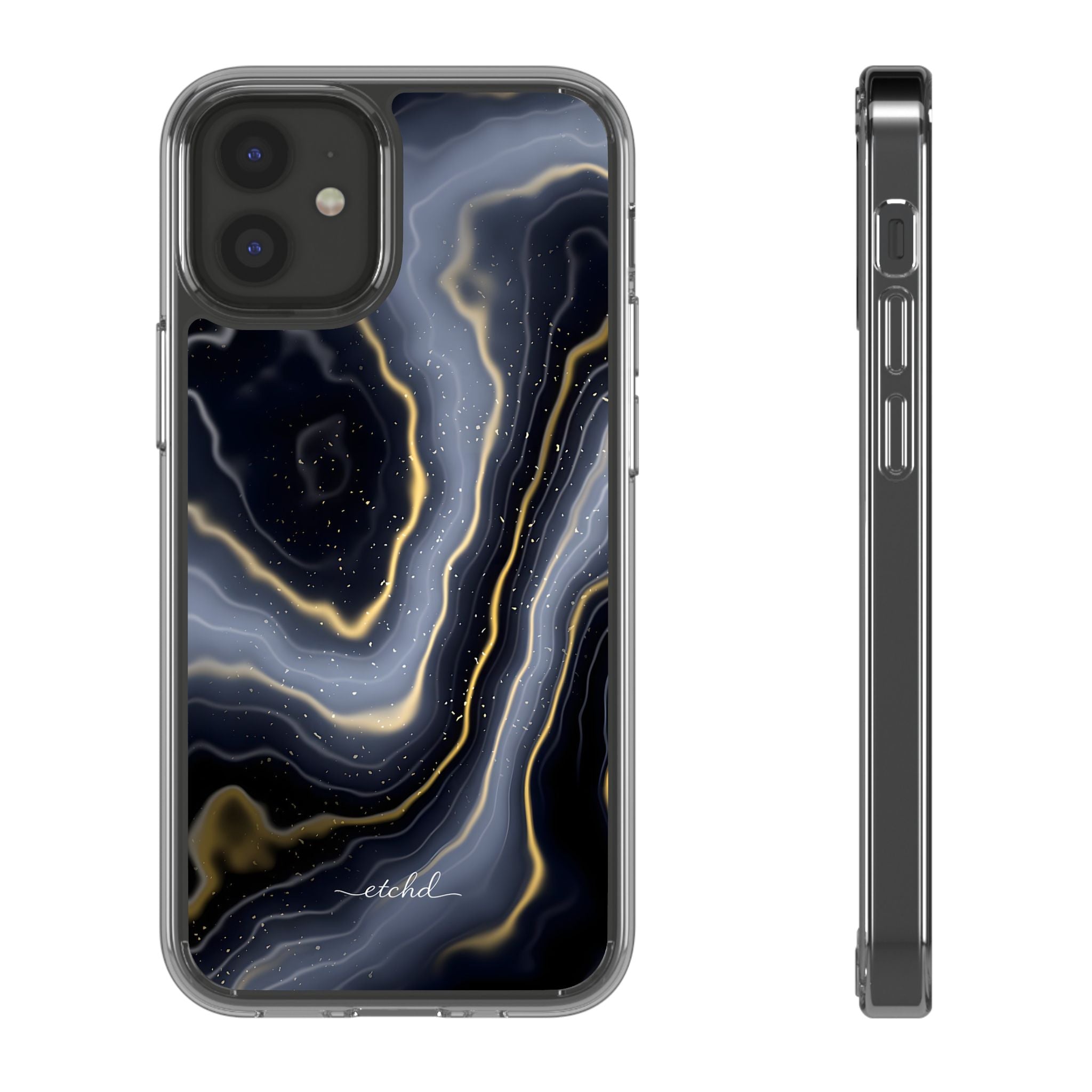 Obsidian Gold Clear Phone Case by etchd, view 2