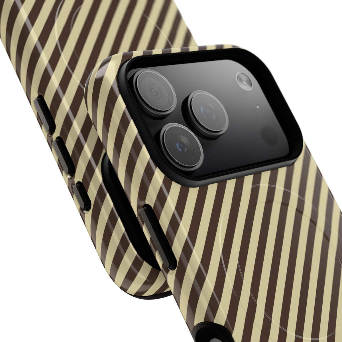 Butter & Brown Striped Diagonal Magnetic Phone Case by etchd, view 99