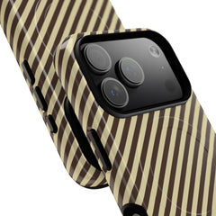 Butter & Brown Striped Diagonal Magnetic Phone Case by etchd, view 99