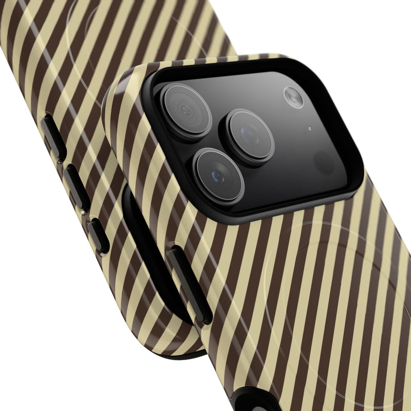 Butter & Brown Striped Diagonal Magnetic Phone Case by etchd, view 99