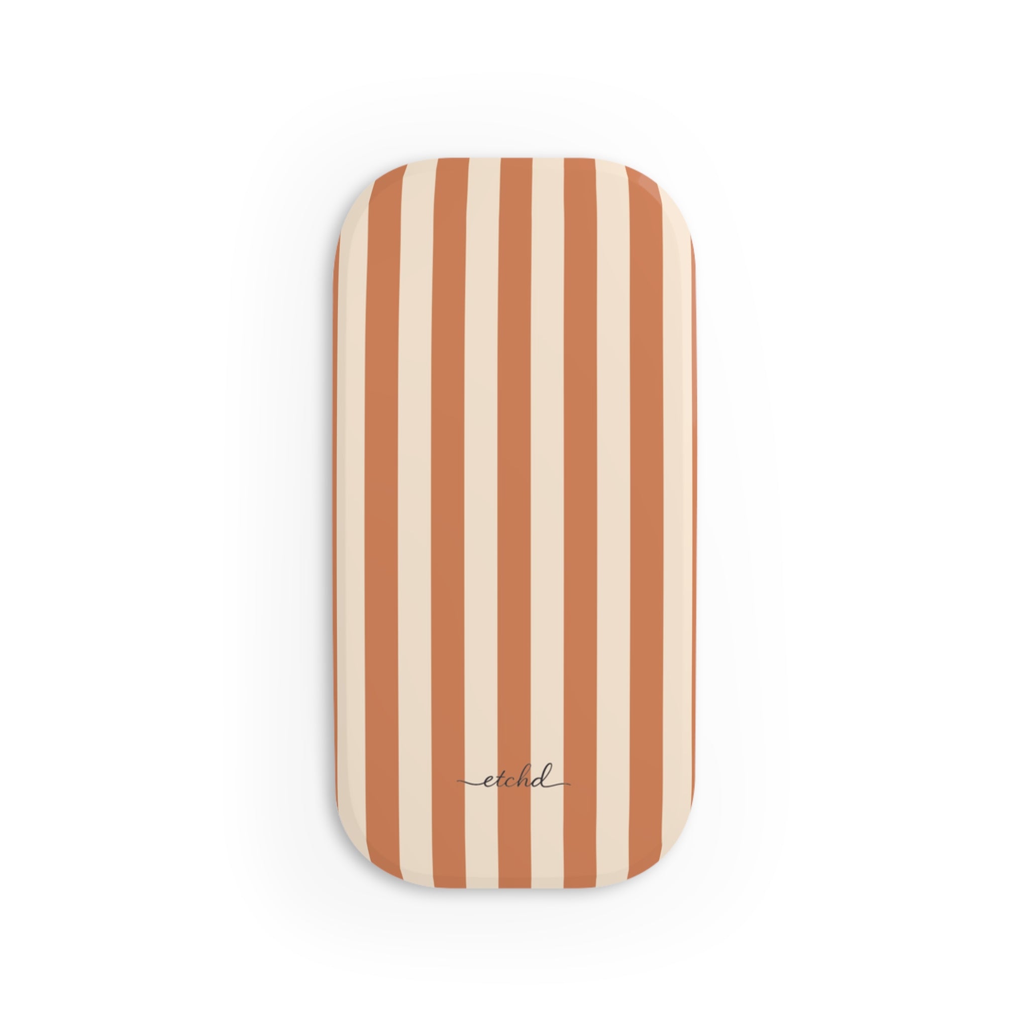 Terracotta & Cream Striped Click-On Phone Grip by etchd, view 2