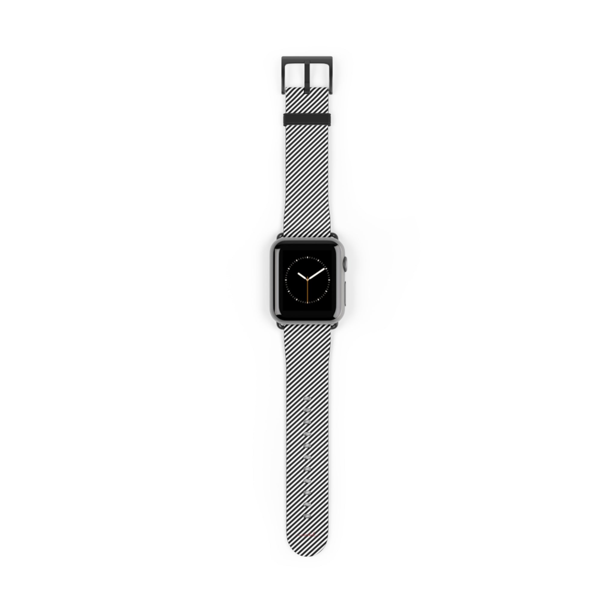 Black & White Striped Diagonal Smartwatch Strap by etchd