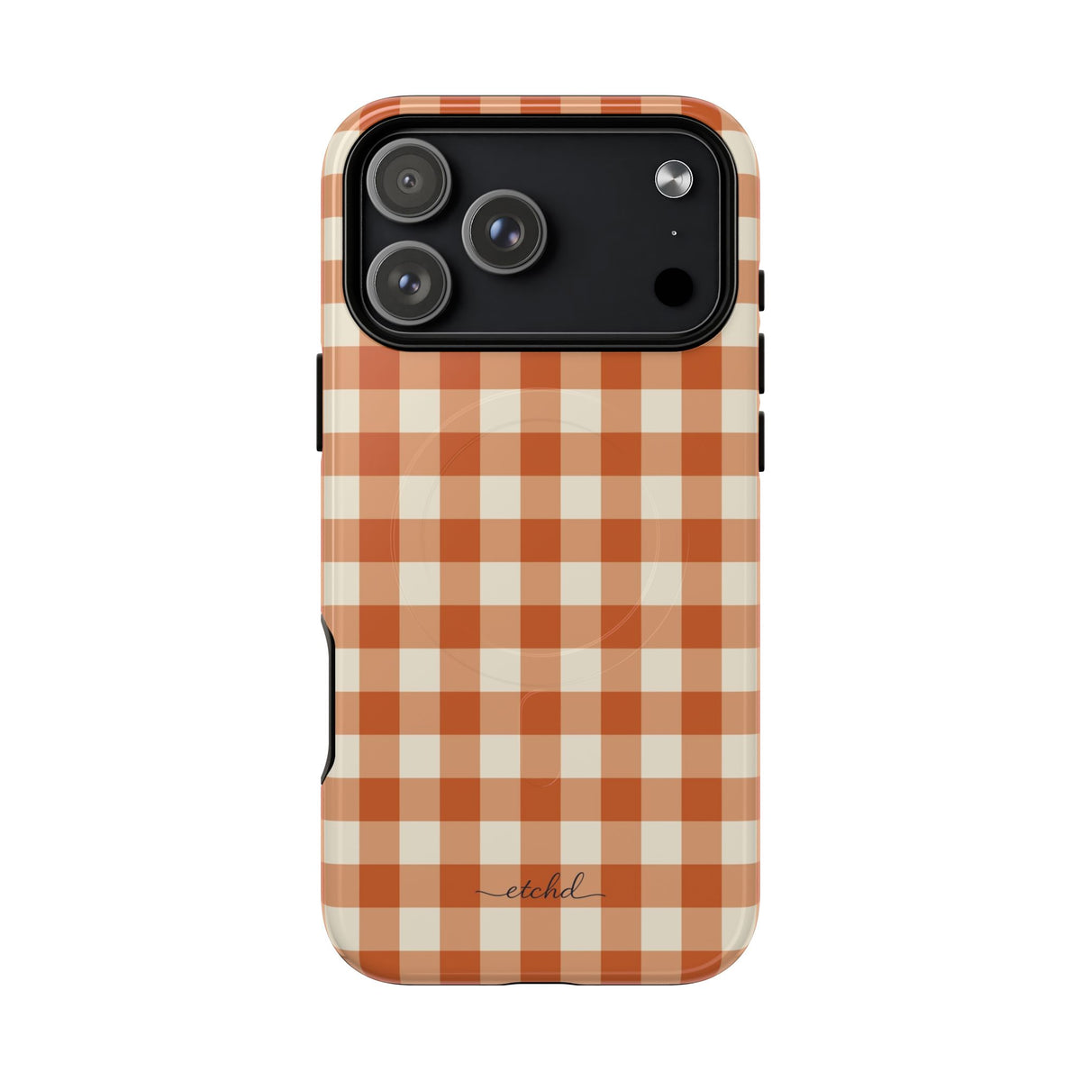 Terracotta & Cream Gingham Magnetic Phone Case by etchd, view 31