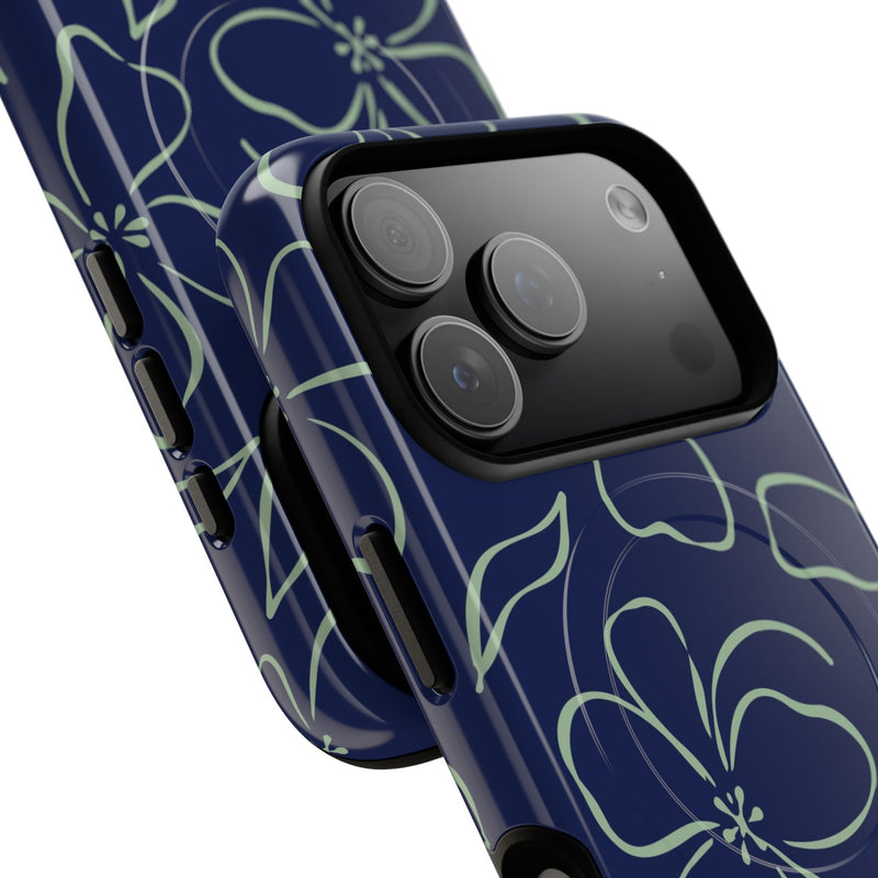 Navy & Sage Floral Magnetic Phone Case by etchd, view 99