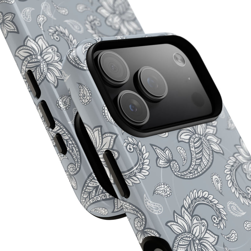 Dusty Blue Paisley Magnetic Phone Case by etchd, view 99