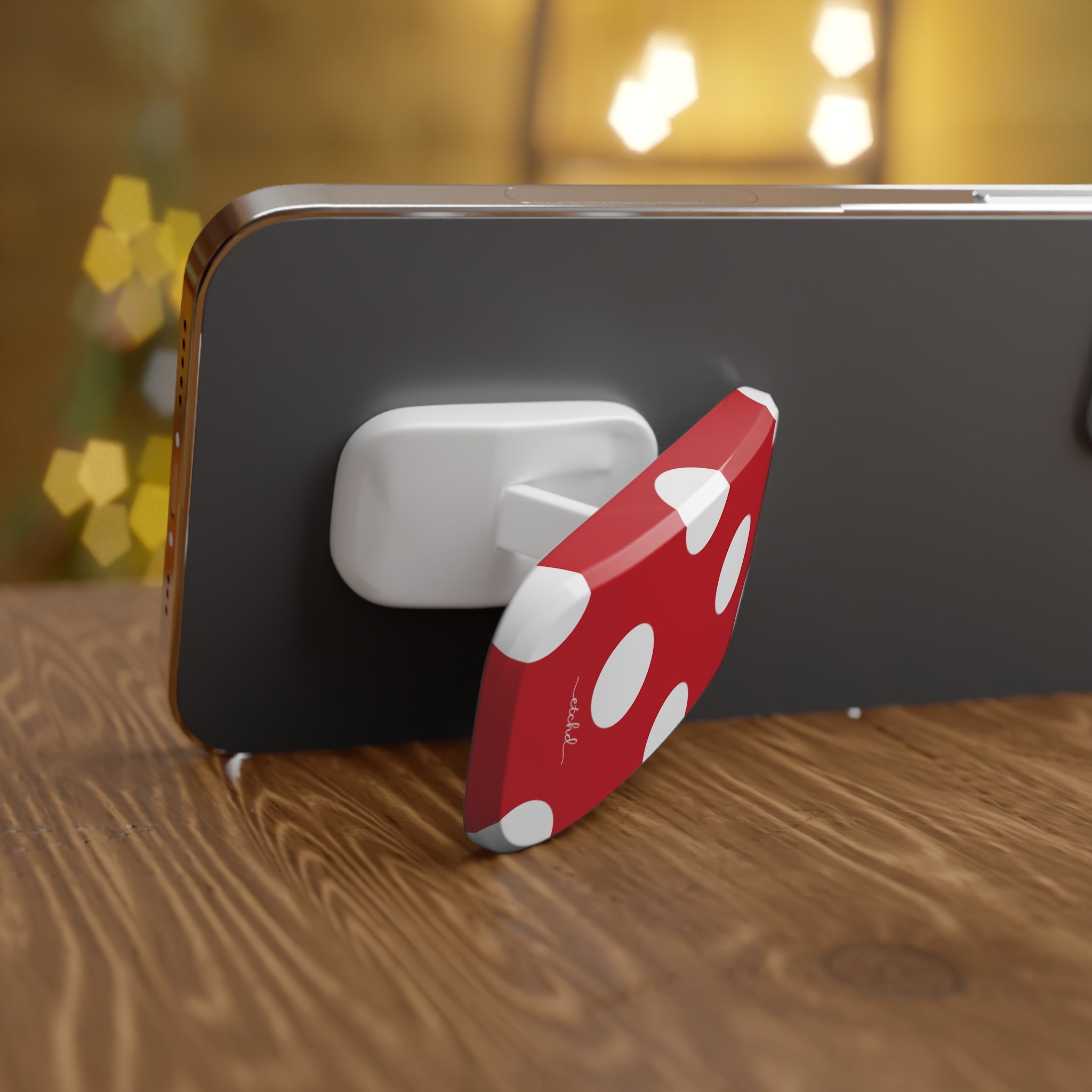Classic Red Polka Dot Click-On Phone Grip by etchd, view 4