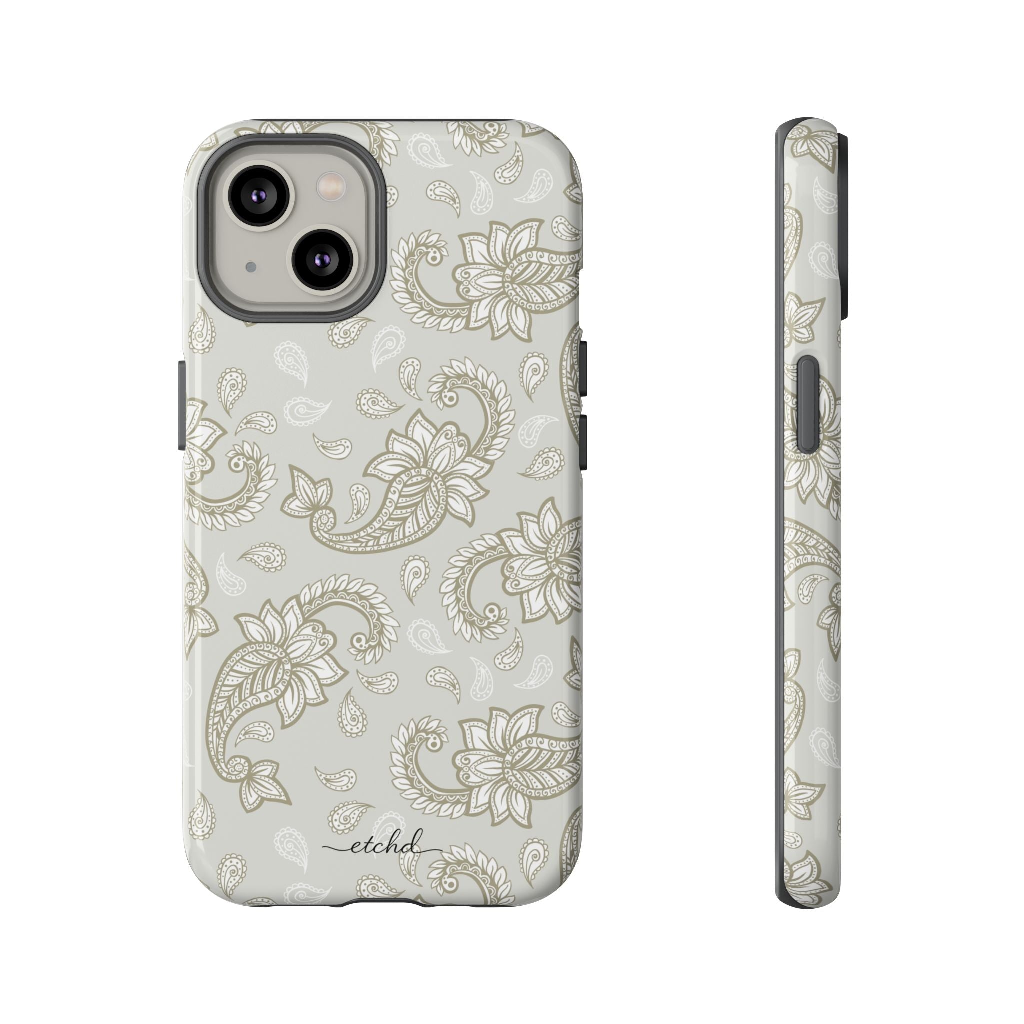 Beige Paisley Phone Case by etchd, view 2