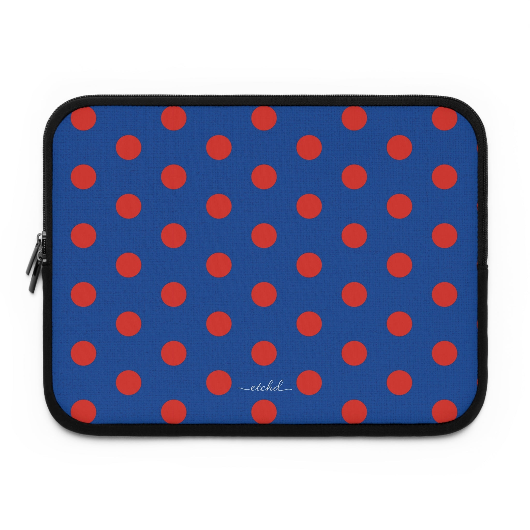 Poppy And Cobalt Polka Dot Laptop Sleeve by etchd
