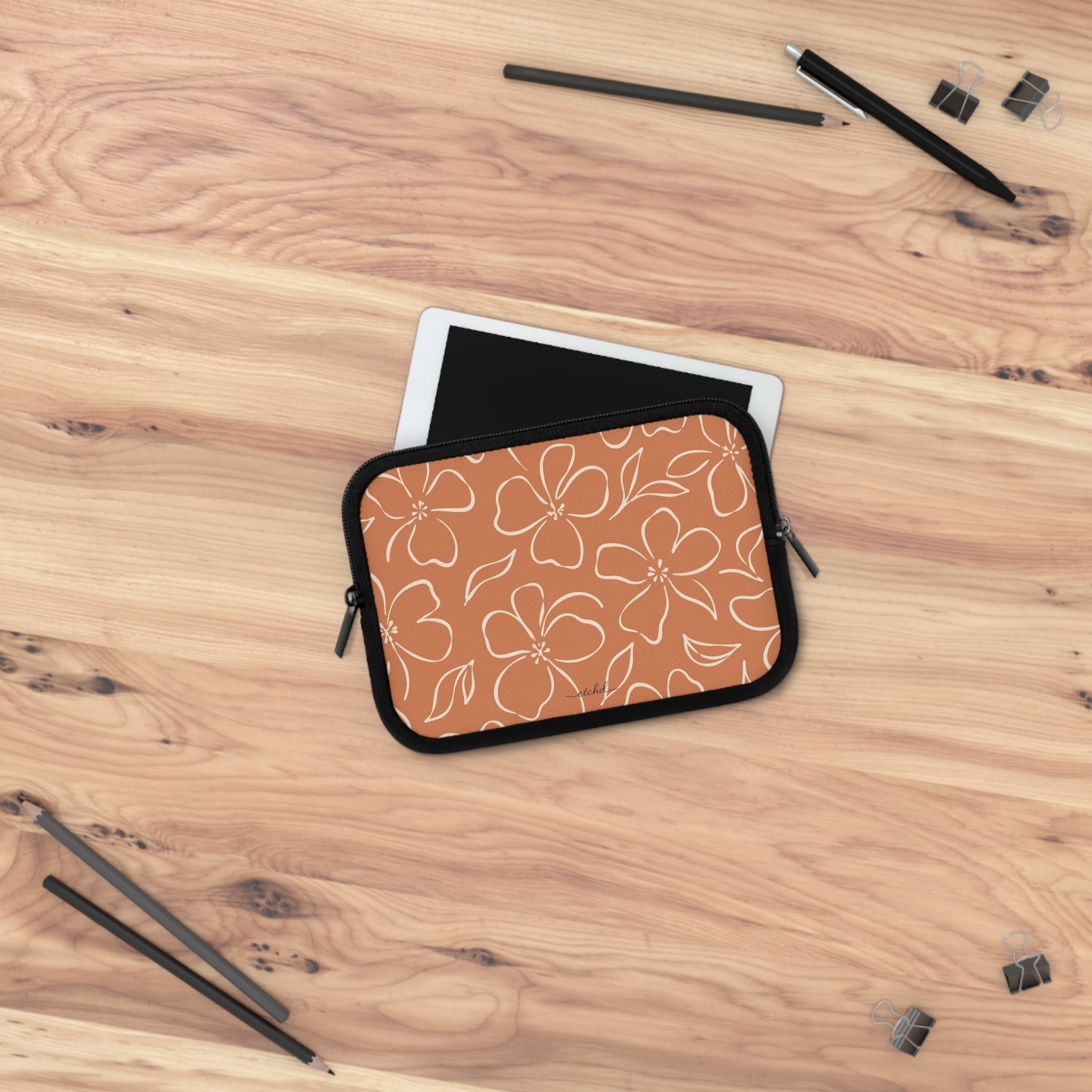 Terracotta & Cream Floral Laptop Sleeve by etchd, view 14