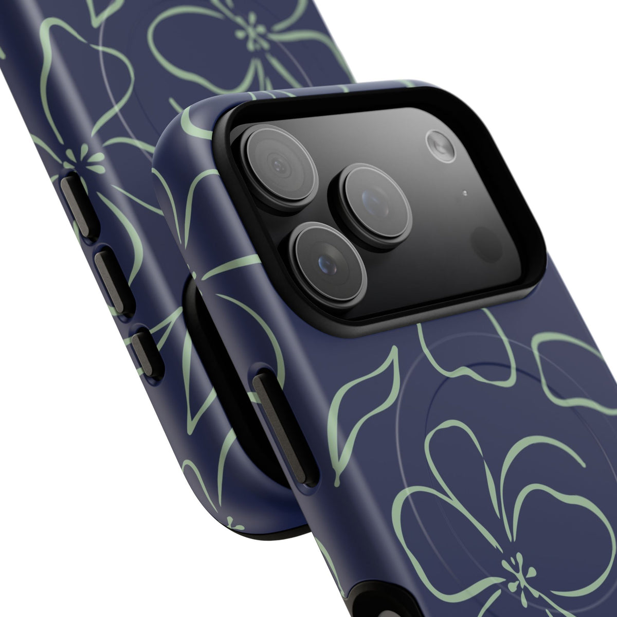Navy & Sage Floral Magnetic Phone Case by etchd, view 100