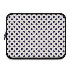 Navy & Cream Polka Dot Laptop Sleeve by etchd