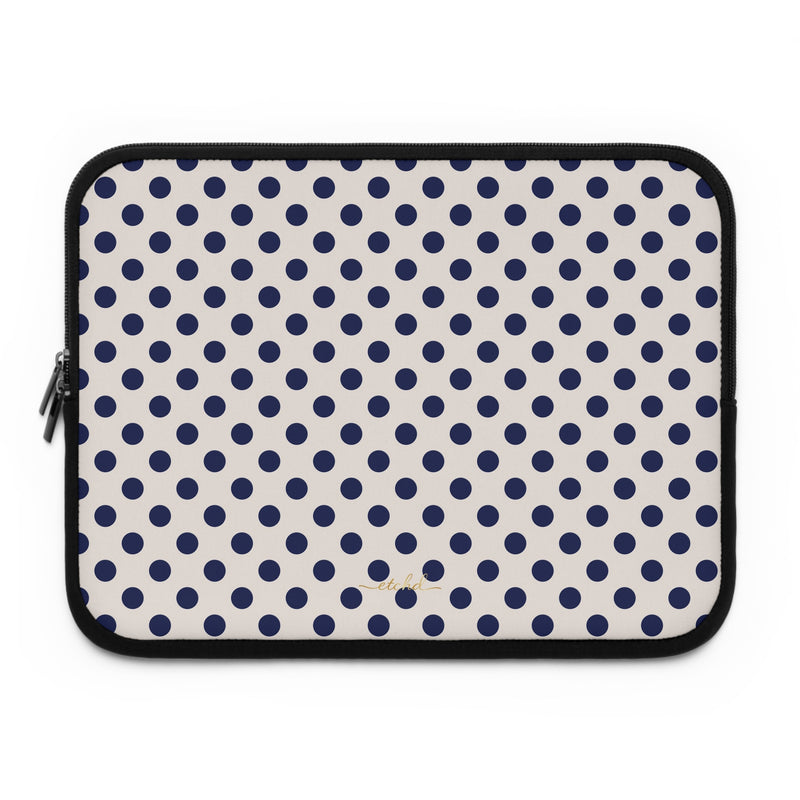 Navy & Cream Polka Dot Laptop Sleeve-zoom-