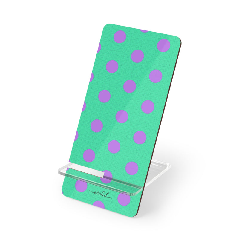 Lilac And Hypermint Polka Dot Phone Stand by etchd