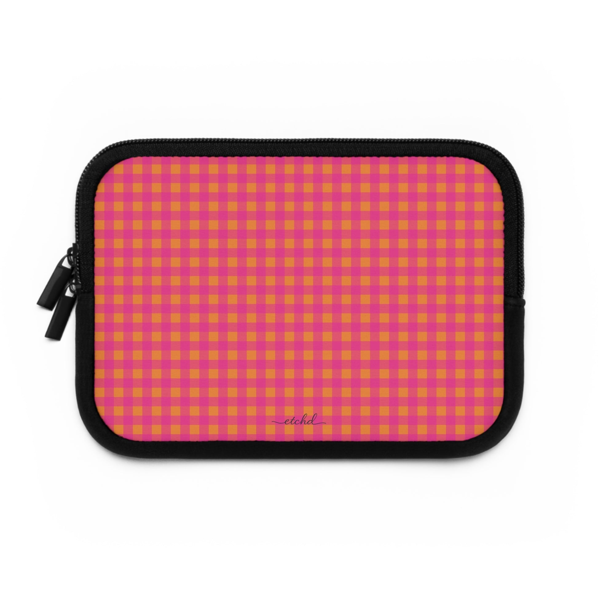 Pink & Orange Gingham Laptop Sleeve by etchd, view 2