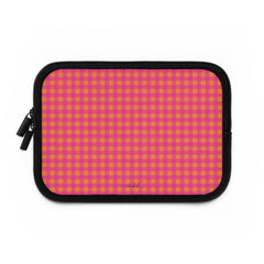 Pink & Orange Gingham Laptop Sleeve by etchd, view 2