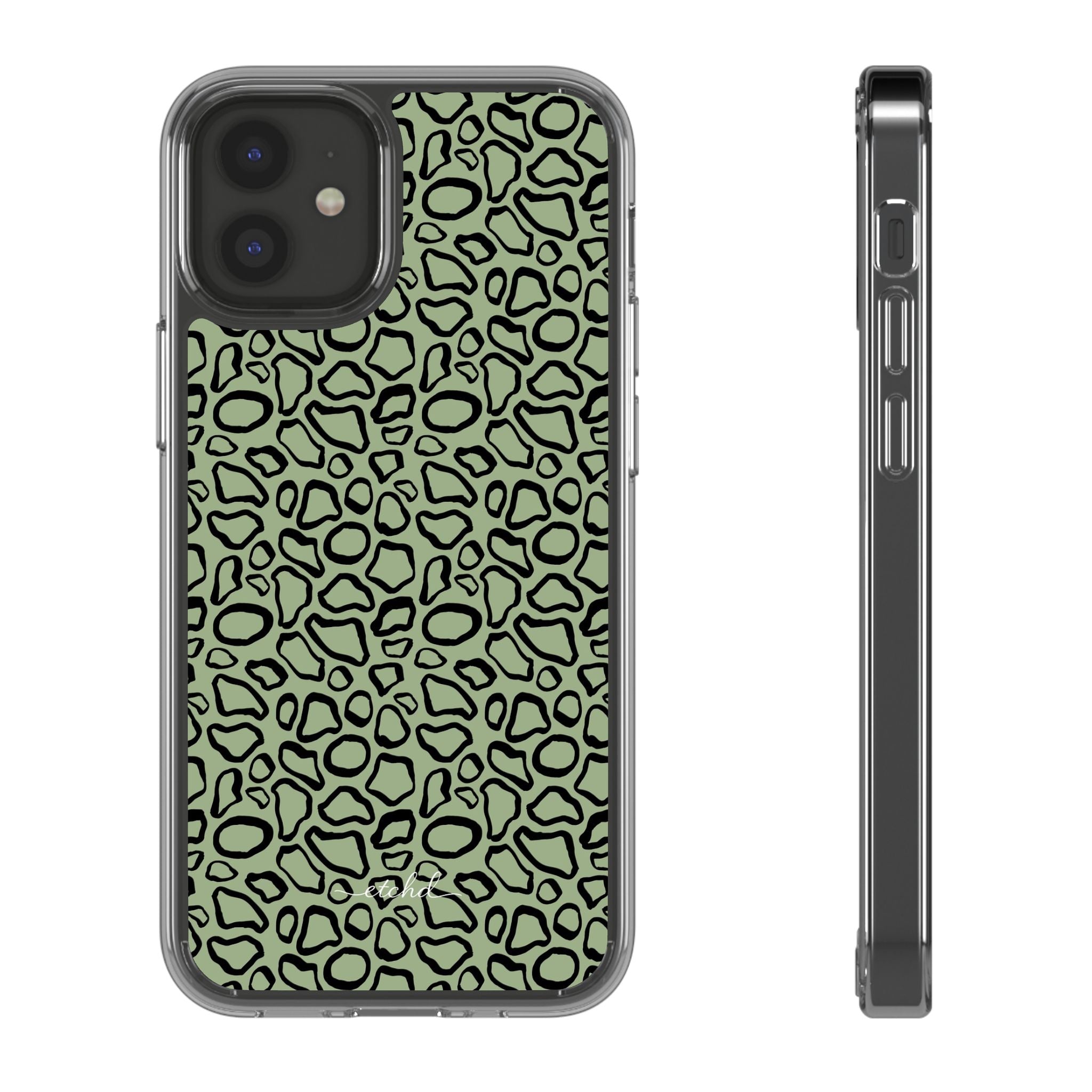 Abstract Print Sage Clear Phone Case by etchd, view 2