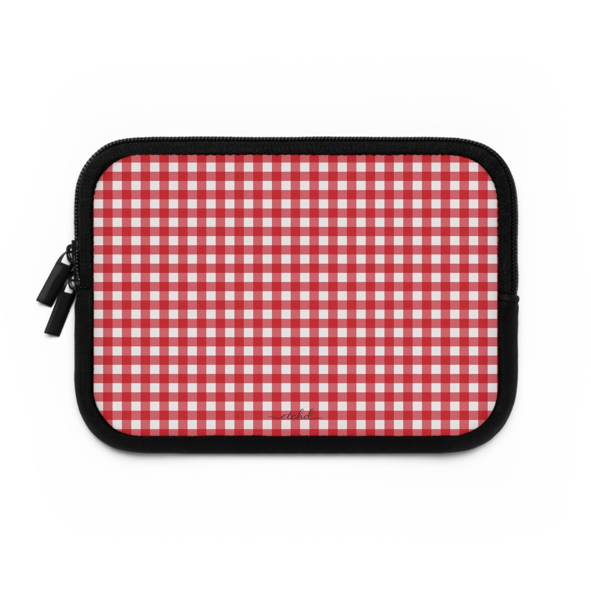 Classic Red & White Gingham Custodia per laptop di etchd, vista 2