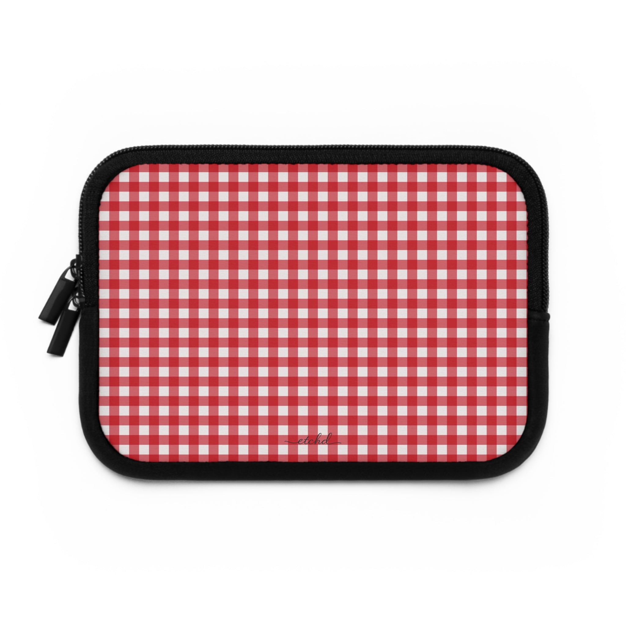 Classic Red & White Gingham Laptop Sleeve by etchd, view 2