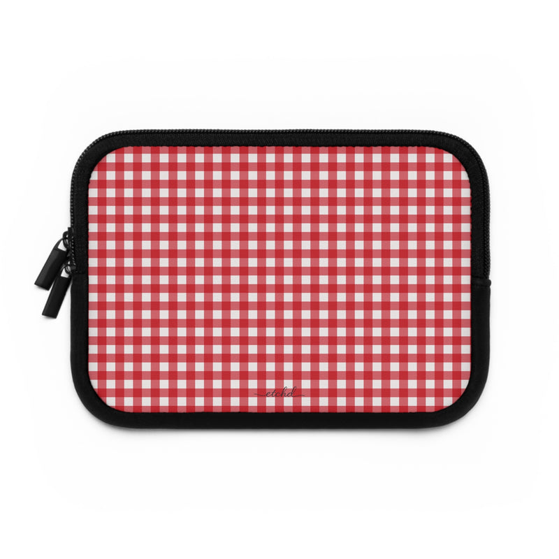 Classic Red & White Gingham Custodia per laptop di etchd, vista 2