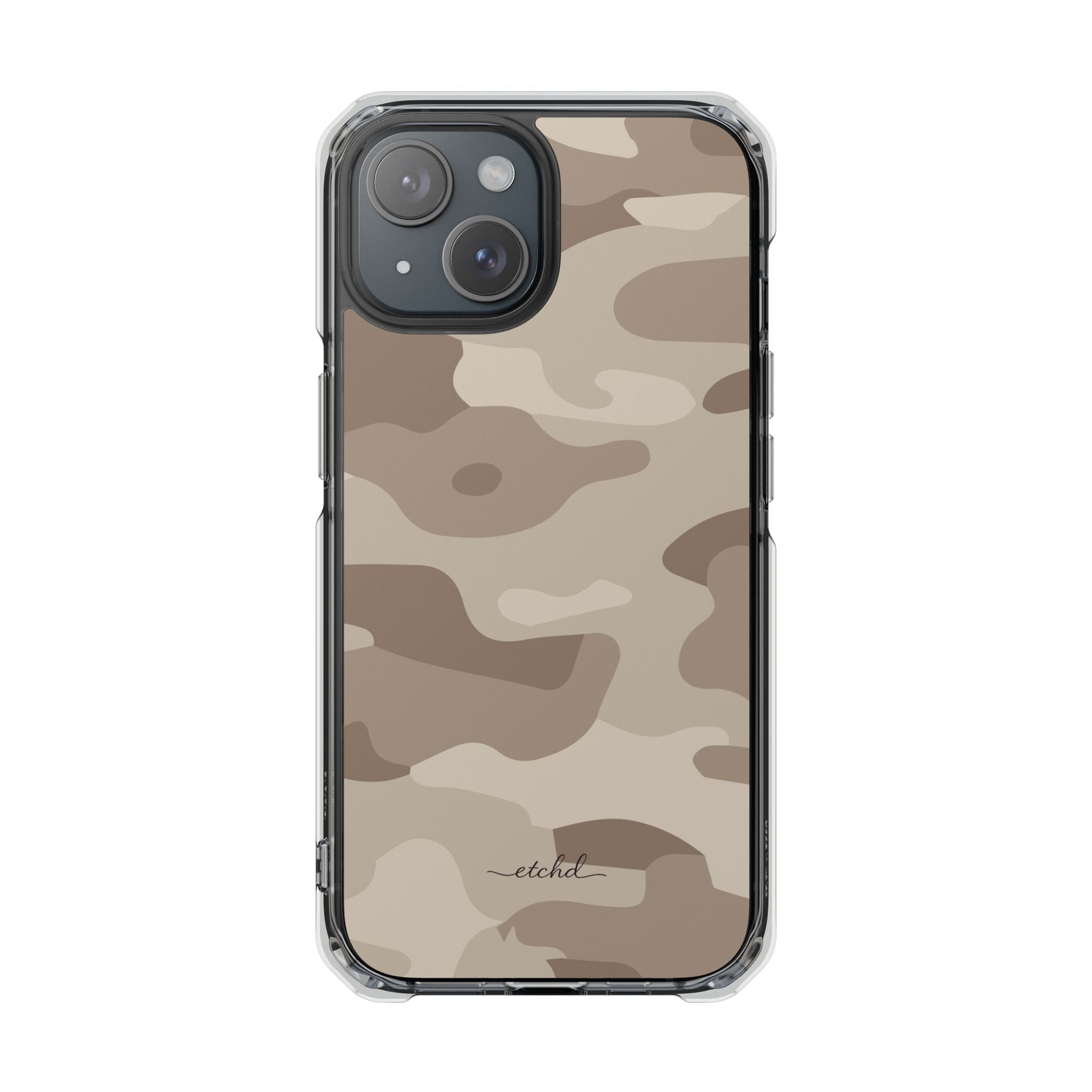 Beige Camo Clear Magnetic Phone Case by etchd, view 2