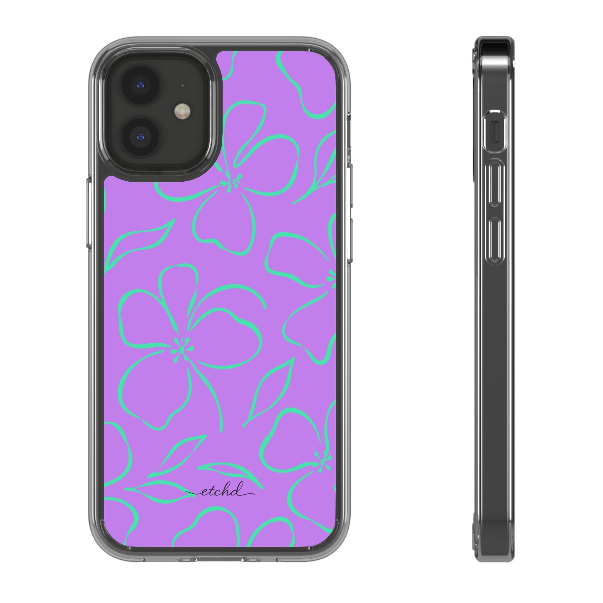 Lilac & Hypermint Floral Funda transparente para móvil de etchd, vista 2