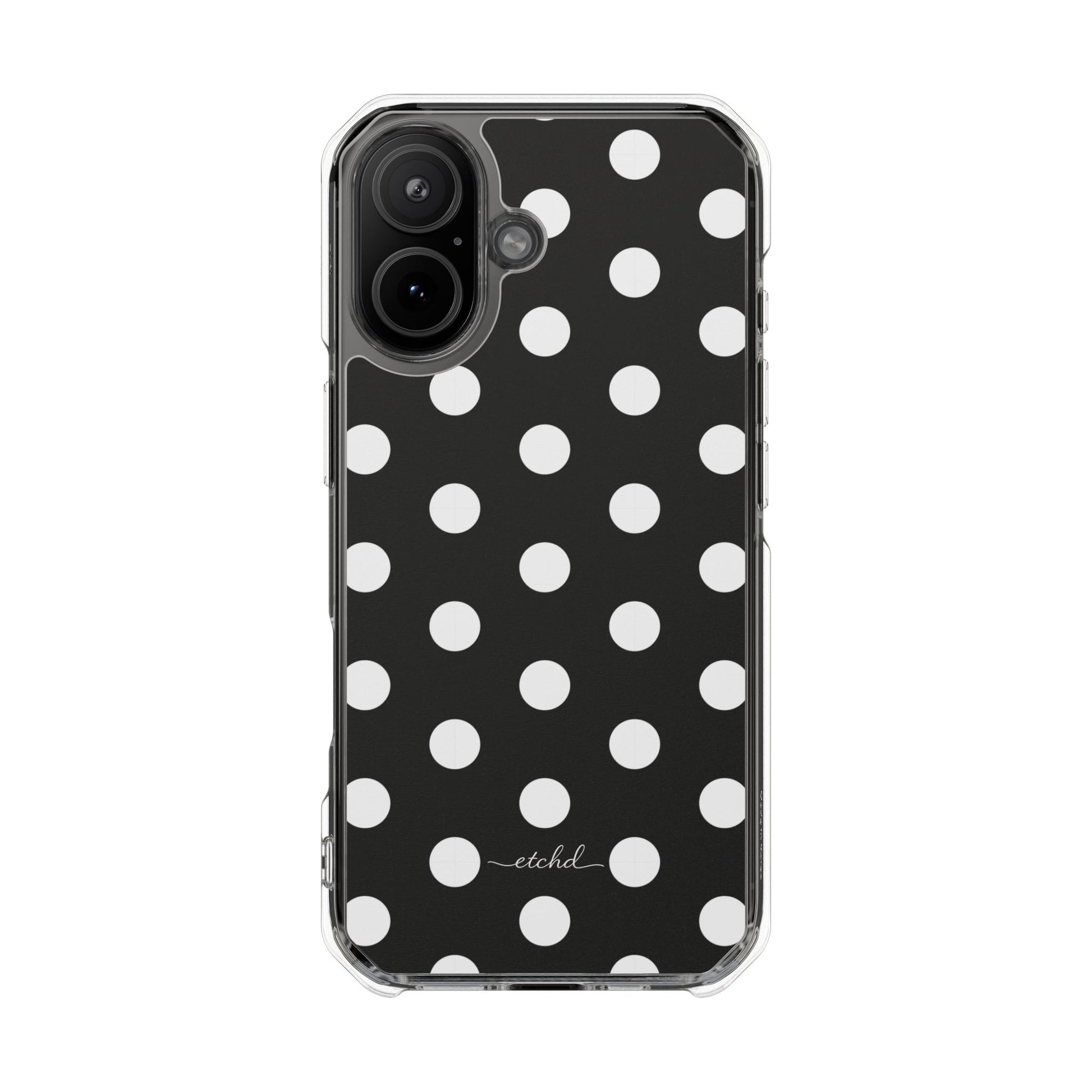 White & Black Polka Dot Clear Magnetic Phone Case by etchd, view 13