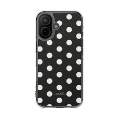 White & Black Polka Dot Clear Magnetic Phone Case by etchd, view 13