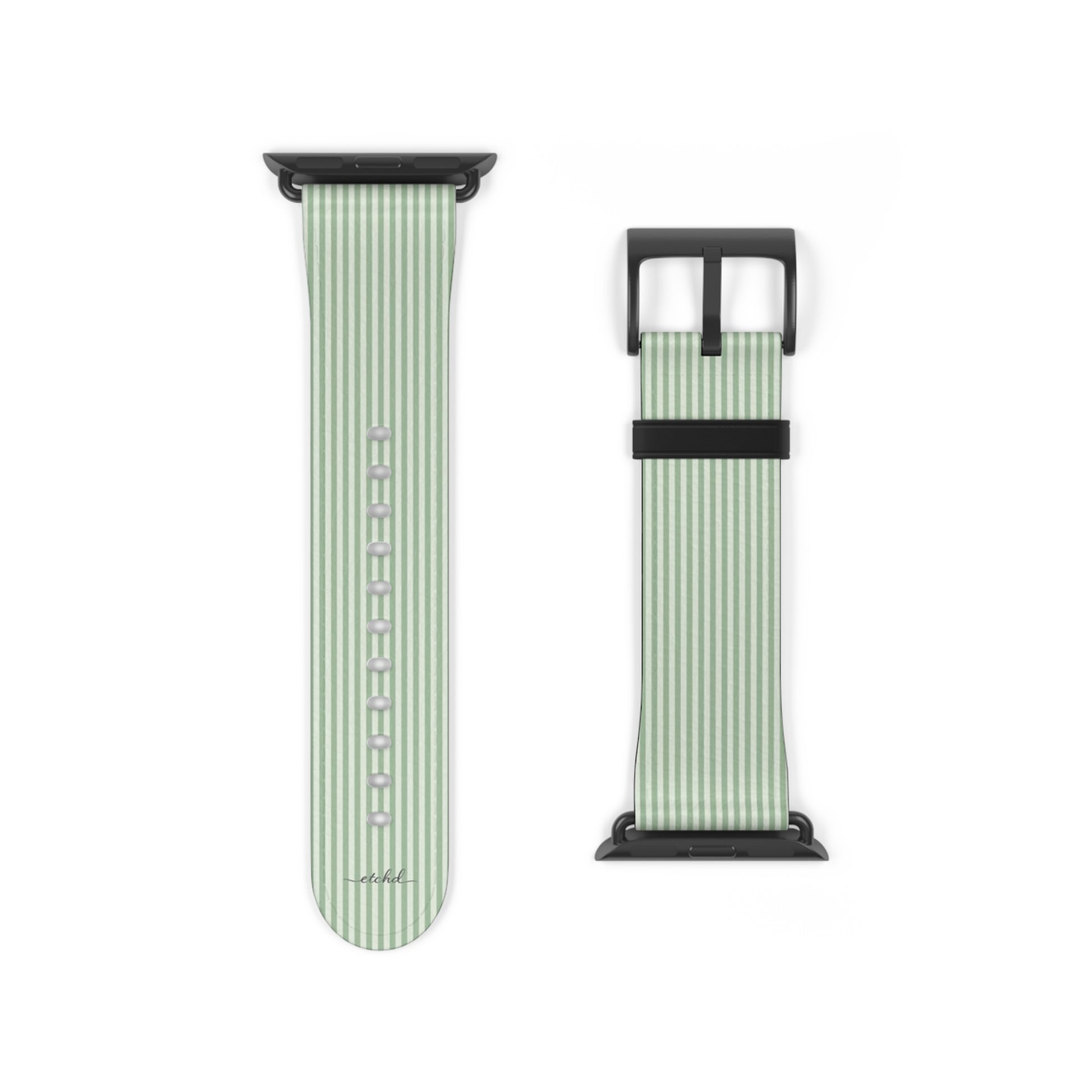 Sage & Cream Striped Smartwatch Strap by etchd, view 9