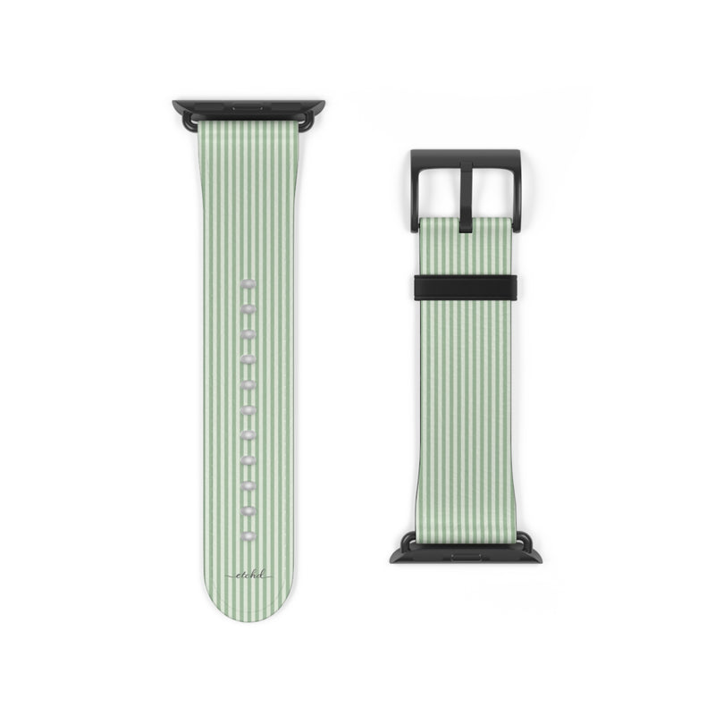 Sage & Cream Striped Smartwatch Strap by etchd, view 9