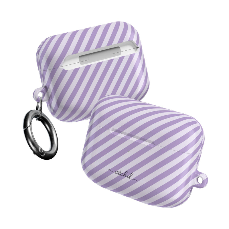 Lilac & Cream Striped Diagonal AirPod Case by etchd, view 10