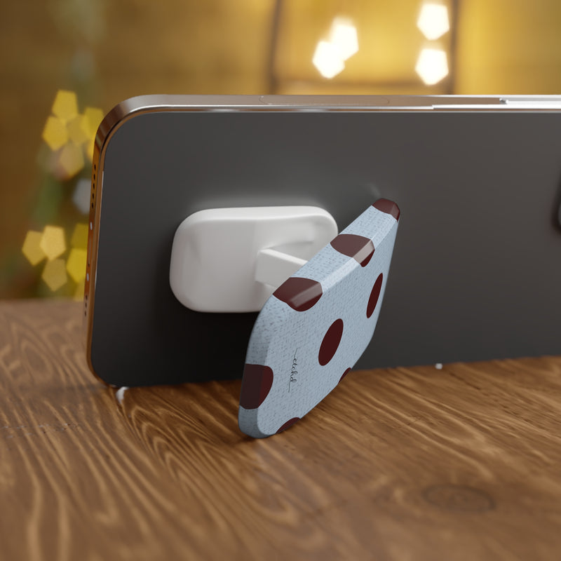 Blue & Cherry Polka Dot Click-On Phone Grip by etchd, view 4
