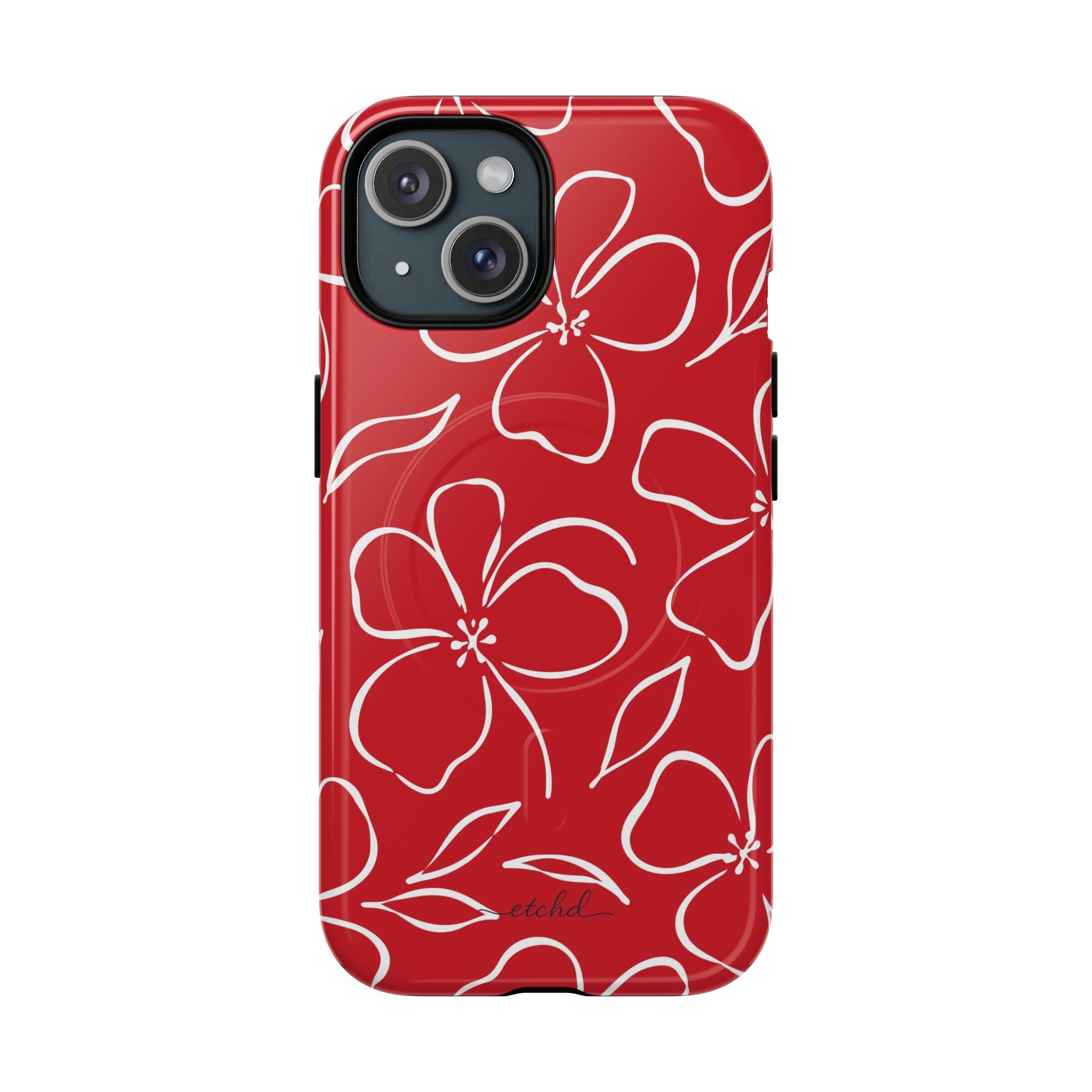 Classic Red & White Floral Funda magnética para móvil de etchd, vista 2
