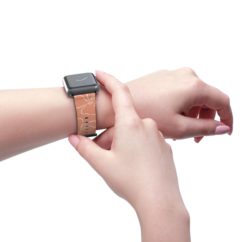 Coral & Cream Floral Smartwatch Strap by etchd, view 11