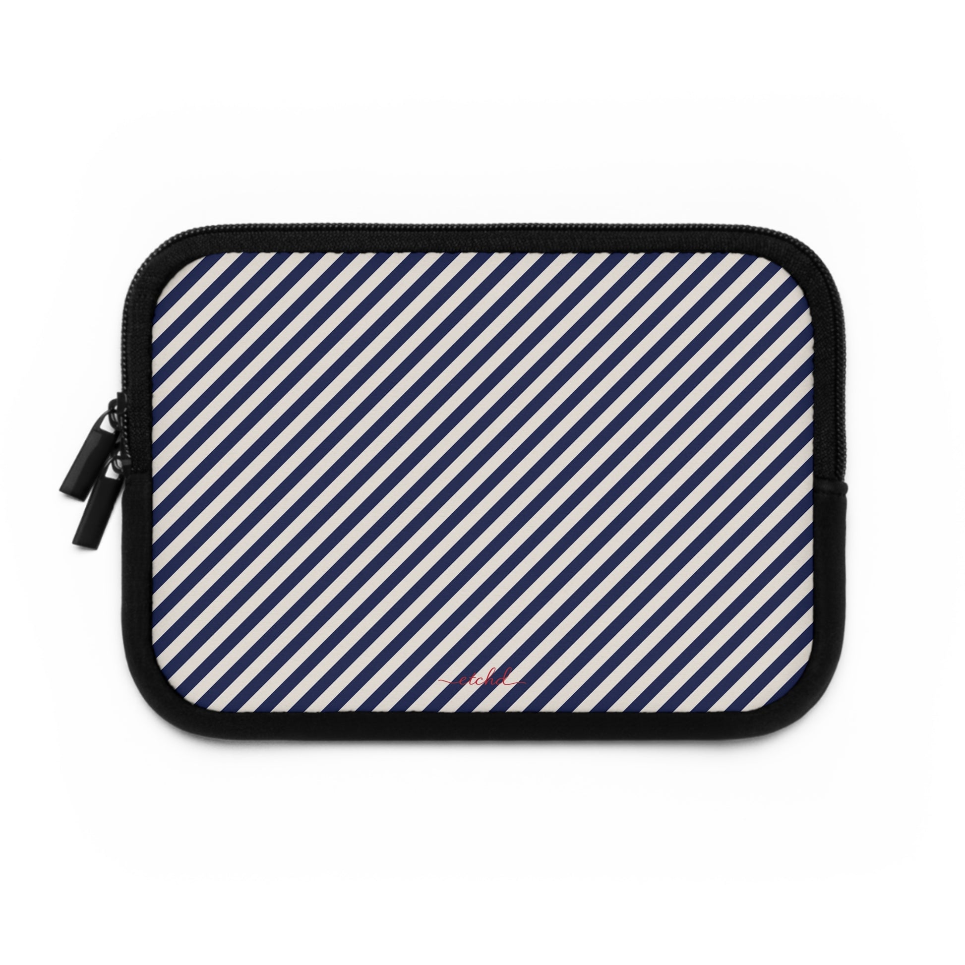 Navy & Cream Striped Diagonal Laptop Sleeve by etchd, view 2