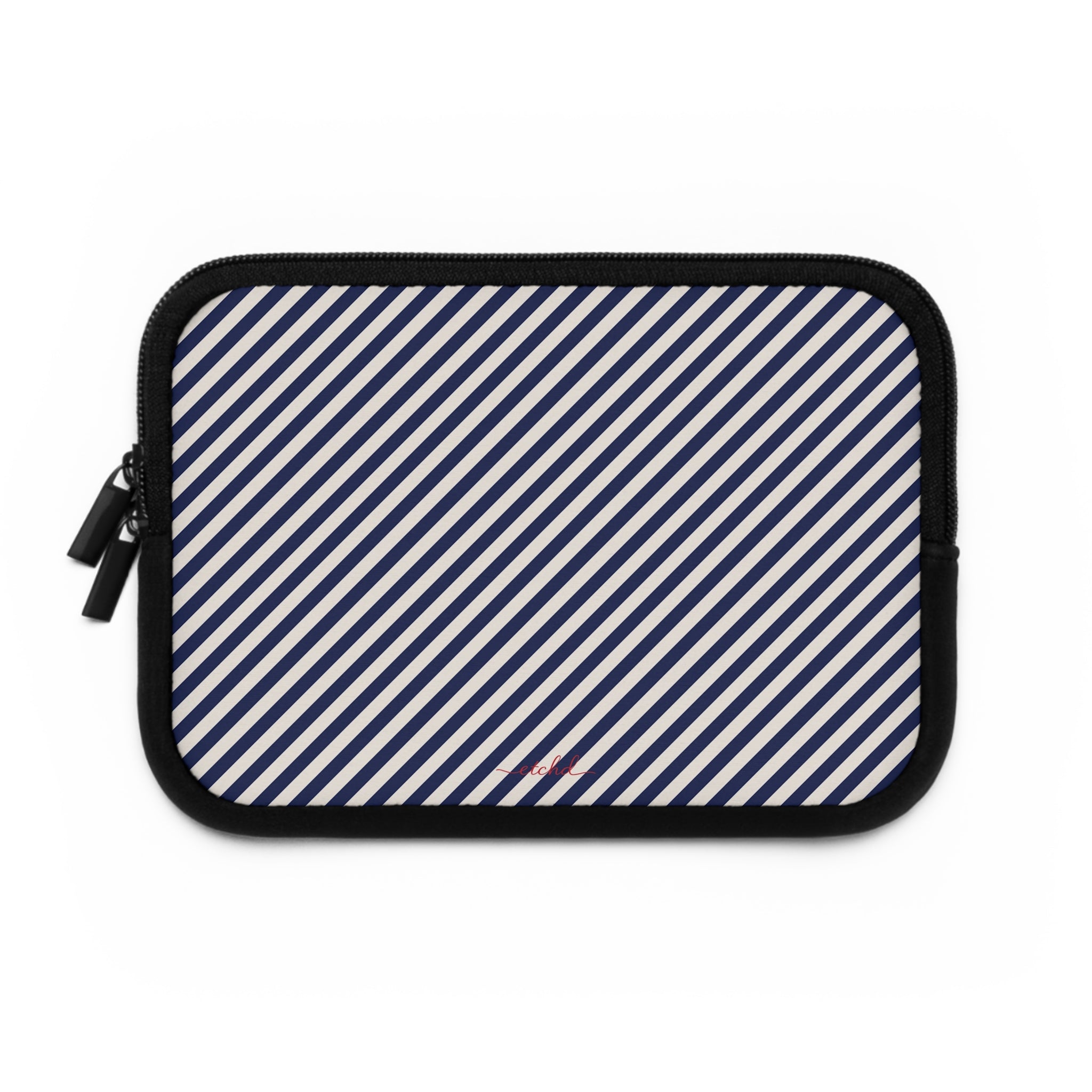 Navy & Cream Striped Diagonal Laptop Sleeve by etchd, view 2