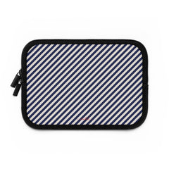 Navy & Cream Striped Diagonal Laptop Sleeve by etchd, view 2