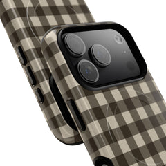Cream & Brown Gingham Magnetic Phone Case by etchd, view 99