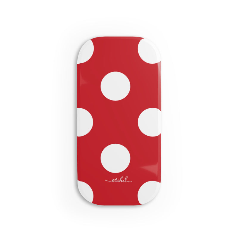 Classic Red Polka Dot Click-On Phone Grip by etchd
