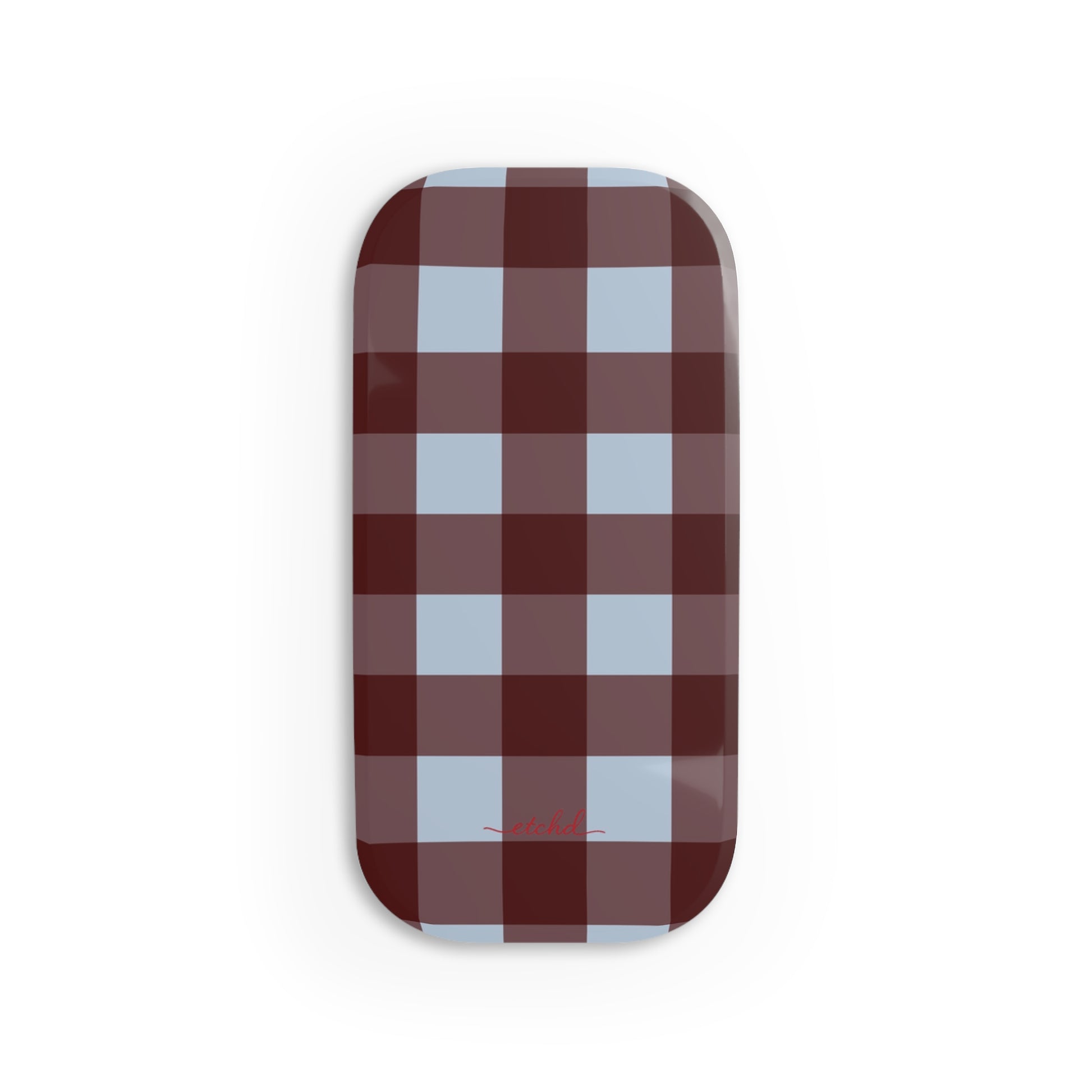 Blue & Cherry Gingham Click-On Phone Grip by etchd