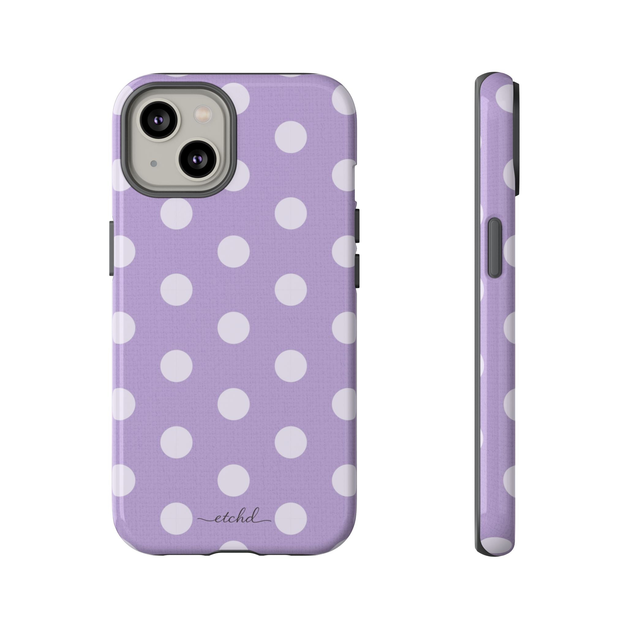 Cream & Lilac Polka Dot Phone Case by etchd, view 2
