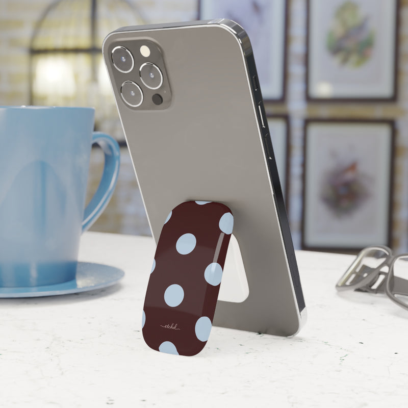 Cherry & Blue Polka Dot Click-On Phone Grip-zoom-
