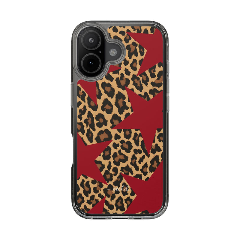 Leopard & Red Stars Clear Phone Case by etchd, view 35