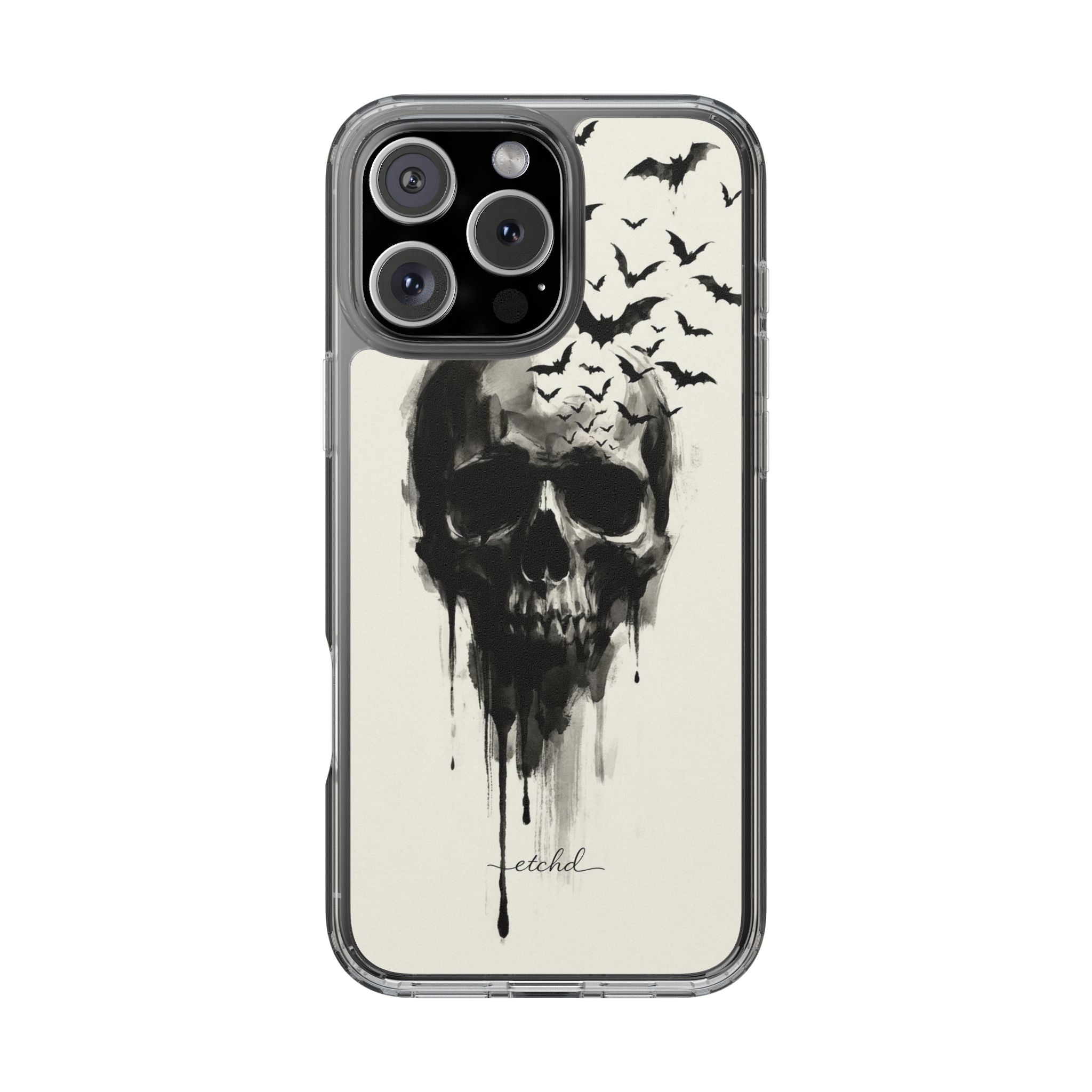Ink Skull Clear Phone Case by etchd